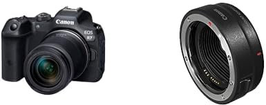 Canon EOS R7 Kamera spiegellose Camera + RF-S 18-150mm F3.5-6.3 is STM Objektiv & Bajonettadapter EF-EOS R für EOS R Systemkameras kompatibel mit EF und EF-S Objektiven Schwarz