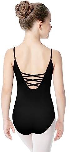 Body Danza classica Donne Bambina, Body da balletto Canotta Body Ginnastica Leotards con Spalline Regolabili (170, nero)
