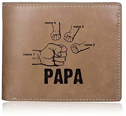 Jeweidea Mini Portafoglio Uomo Slim Portafoglio Uomo Personalizzato con Foto Porta Carte di Credito Uomo Portafoglio con Nome Regalo Papà Regalo per Festa del Papà