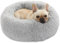 Enjamoy Hundebett Flauschig Donut Plüsch Katzenbett Hundekissen, Waschbar Rund Hundebetten für Kleine, Mittelgroße Hunde Katzen, Hellgrau 58cm
