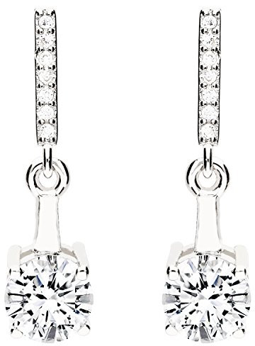 LÖB Damen Ohrringe Hängend 925 Sterling Silber mit Zirkonia Strass Stein Anhänger Lange Ohrstecker Ohrhänger Brautschmuck