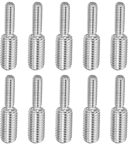 PATIKIL M6x1 a M10x1.5 Doble Extremo Roscado Perno Tornillo Perno, 10 Paquete 304 Inoxidable Acero Varilla Pernos Rosca Reductor Adaptador para Muebles Herraje, 40mm Largo