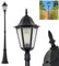 Außenwegeleuchte Hongkong, Wegeleuchte aus Metall/Glas in Schwarz/Milchglas, Außenleuchte in antikem Look, Höhe 206 cm, Gartenlampe, Gartenbeleuchtung IP44, 1 x E27, ohne Leuchtmittel