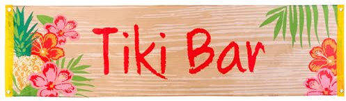 NET TOYS Hübsche Fahne Tiki Bar Südsee - Bunt 50 x 180 cm - Schicke Party-Deko Hängedekoration Hawaii für Innen und Außen