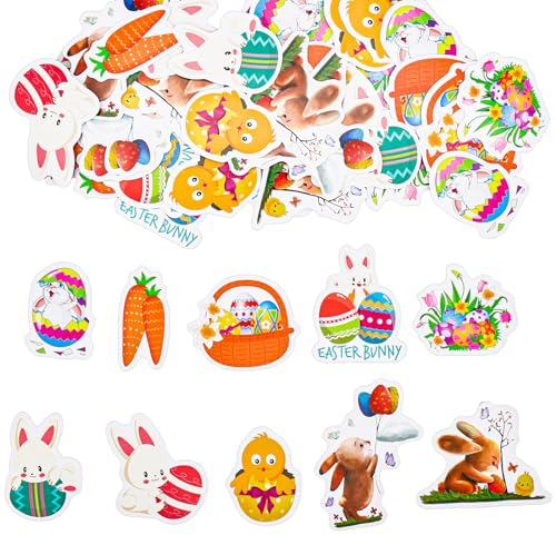 ALEGRE® Tischdeko Ostern Deko Konfetti, 50 Stück Streudeko Ostern Confetti, Osterdekoration Sticker, Ostern Cupcake Topper, Frohe Konfetti Ostern Dekoration, Ostern Geschenke Basteln, Ostereier Deko