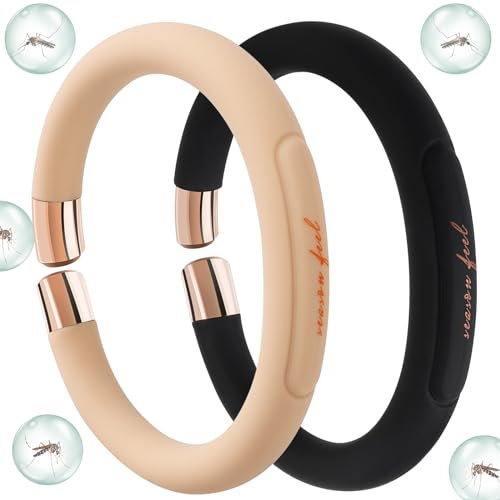 2 Sticks Mosquito Repellent Bracelet 6 Refills Included,Mosquito Repellent Bracelet Deet-Free Silicone Bands for Adults Effectively Prevents Mosquitoes and Pests from Approaching (Black+Pink)