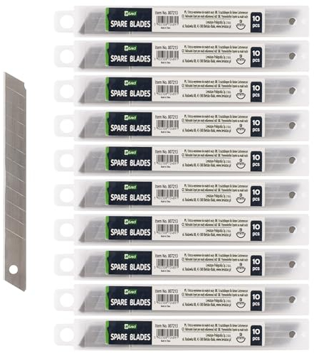 D.RECT- 100 Stück Cuttermesser Klingen klein 9mm | Abbrechklingen 100 Klingen | Ersatzklingen für Universalmesser | Cutterklingen