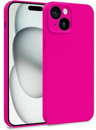 MyGadget Cover per iPhone 15 - Custodia in Silicone Morbido a Doppio Strato – Case con Protezione Fotocamera & Fodera Interna Antigraffio - Magenta Rosso