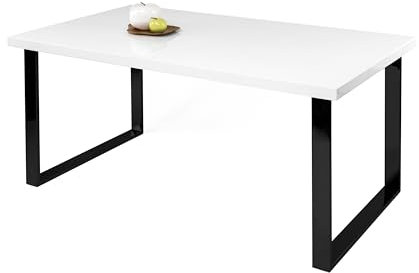 möbelando Esstisch >9192-11.05< in Weiß Hochglanz, MDF - 140x75x90cm (BxHxT)