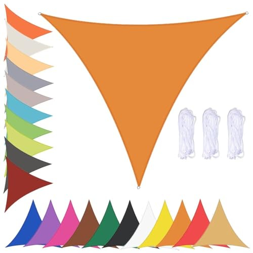 Sonnensegel Dreieckig Sonnenschutz Markise Garten Wasserdicht 90% UV Schutz Sonnensegel mit Ösen für Balkon Terrasse Strand Pool Hinterhof Mango Gelb 3.6x3.6x3.6m