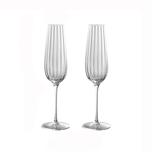 Generic Copa de Champán de Barra Delgada de 230 Ml Copa de Champán de Cristal de Bola Alta Copa de Champán Transparente Flauta, Adecuada para Bares Familiares, Ocasiones Especiales (2 Piezas)