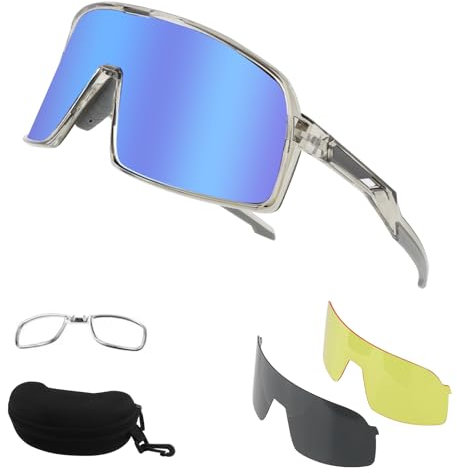 FOCUHUNTER Polarized Sports Sunglasses for Men Women, UV400 Cycling Eyewear for Baseball Running Cycling Glasses 3 Lenses