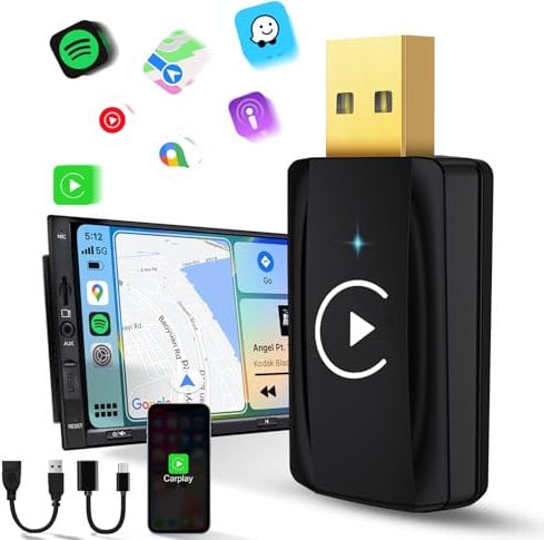 MSXTTLY Carplay Wireless Adapter, Wireless Carplay Stick Mini Konvertieren Sie Wired Carplay to Wireless,USB C/A, Nur für Autos mit CarPlay & iOS 10+ i Phone, Nicht mit Android Auto