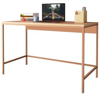 Bimossa 120cm Wide Home Office Desk, Stylish Wooden Study Table with Metal Legs, Home Workstation, Computer Table & Writing Desk, Ideal for Remote Working & Modern Interiors, Terracotta, Viya