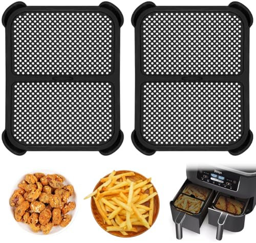 2 Pièces Anti-éclaboussures Accessoires pour Air Fryer Ninja, Reusable Silicone Air Fryer Accessoires Compatible avec Ninja Foodi AF400EU & AF451EU, Efficacement les éclaboussures de Graisse