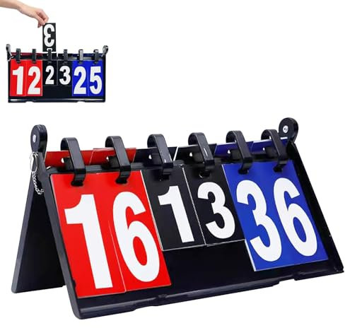 Anzeigetafel, Tragbare Flip Sport Anzeigetafel, 4-Stellige Anzeigetafe Spielstandsanzeige, Punktetafel Punktezähler, Scoreboard, Tragbare Anzeigetafel Für Basketball Badminton Volleyball Tischtennis