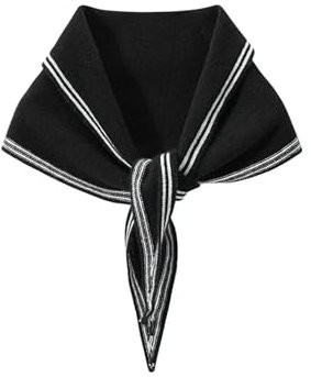 Sopodbacker Schals Damen Tücher Halstuch Scarf Triangel Schal Kleiner Schal Halswärmer Streifen Kutte Soft Accessoires Schwarz