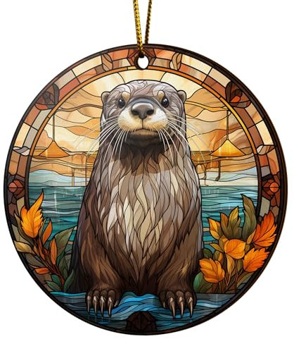 Runde Weihnachten Baum Hängen Anhänger Biber Weihnachtsdeko Keramik Weihnachtsbaumschmuck Klassische Weihnachtsbaum-Anhänger Für Büro Haus Bars