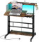 Dripex Standing Desk with Power Outlets & Strip Lights, Height Adjustable Rolling Desk with Tilting Table Top, Sit-Stand Workstation with Wheels, Cup Holder, Hook, Storage Bag, 80 x 60 cm