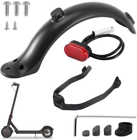 Kinberry 4 Stück Elektroroller Heckkotflügel,Hinterer Kotflügel für M365 Xiaomi, Elektroroller Ersatzzubehör Scooter Teile mit Mudguard Halterung Schraubdeckel Rücklicht