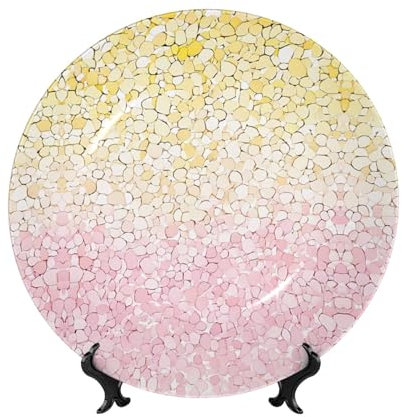 ESNAIUVCD Assiettes décoratives en porcelaine anglaise imitation paillettes or rose avec support de présentation