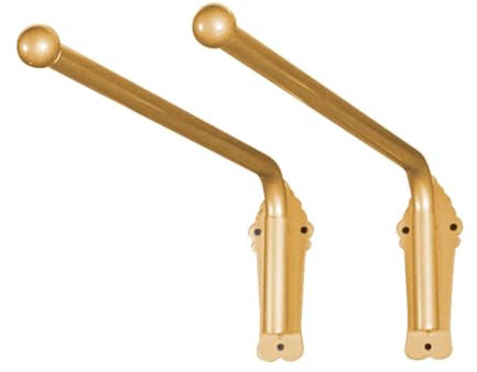 2 Stück Vorhangstangen mit Schwenkarm, robuster Vorhangständer mit runden Endstücken für Geschäfte, Küchen und Badezimmer, Gold,