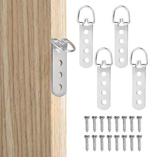 4 Stück Bildaufhänger für schwere bilder, D Ring Bildaufhänger,Super Schwere Bild Kleiderbügel,Bild Aufhänger Robust mit Schrauben zum Aufhängen von Kunstwerken Rahmen