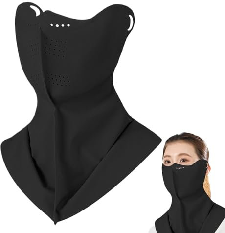 Zunishaone Sonnencreme-Maske, UV-Maske, Gesichtsbedeckung, atmungsaktiv, aus Eisseide, Sonnenschutz, Gesichtsmaske, Schweiß, schnell trocknend für den Hals des Sports, Schwarz