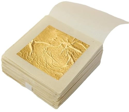 10 Stück Hochwertige 24K Goldfolie– Hochwertiges essbares Blattgold für Torten, Kuchen, Pralinen & Desserts – Perfekt für essbare Blüten, Tortenrandfolie, Bastelprojekte & Lebensmittelvergoldung