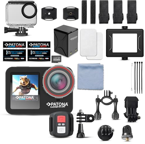 PATONA Action Cam Life SL5 | 6K 90fps 64MP ICE | 170° Wide Angle 7G + IR Lens Video Camera | Dual Screen | Remote Control | Up to 30 m Underwater Camera | Batteries, Dual Charger Case, 64GB Card