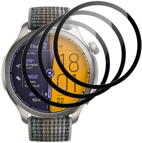 Beukei Protector de Pantalla Compatible con Amazfit Balance, 3 Piezas Vidrio[Dureza 9H][Antihuellas][Antiarañazos][Ultra Claro] Pantalla Movil