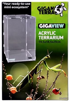 GIGANTERRA Easy Assemble Acrylic Clear 19.5 x 18.5 x 29cm Terrarium For Reptiles, Amphibians with Ventilation