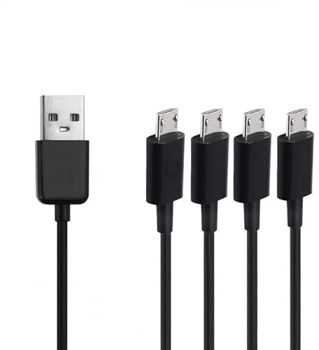 DUOBAGMA Micro USB Splitter Cable, 3-in-1 Multi Charging Cord, USB to Micro USB Wire Lead, USB 2.0 Type A Male to 3 Male Adapter(3.3ft, Black) (4-in-1 Cable)