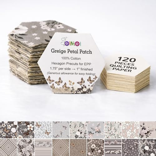Soimoi Hexagon Precut Quilt Kit – 120 Baumwollstoff-Sechsecke + 120 EPP-Papiere – 1,75 Quilting Cotton Shapes für English Paper Piecing, Patchwork & Honeycomb Quilts