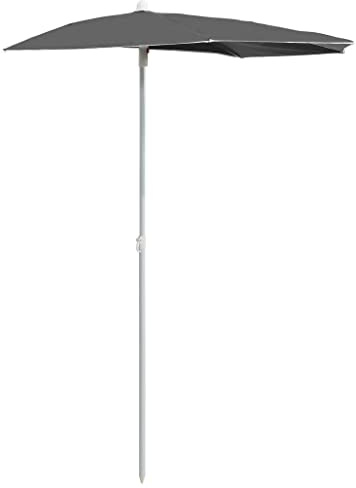 Xhnifbn Halbrunder Sonnenschirm 180x90 cm Anthrazit aus UV-beständigem Polyester mit Stahl-Mast Robust & platzsparend für Terrasse Balkon und Garten
