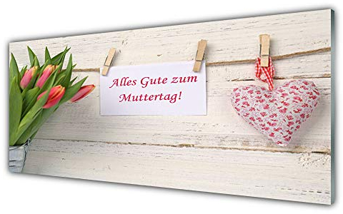 Tulup Acrylic Glass Print 125x50cm Wall Art - Wall Picture Plastic Acrylic Glass - Tulip Heart Art