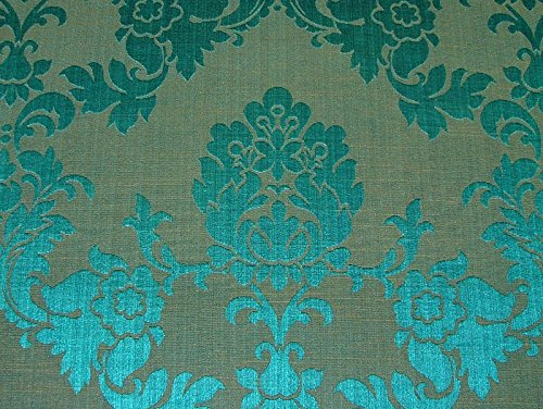 Pandoras Upholstery Teal Madagascar Designer Curtain Brocade Damask Upholstery Soft Furnishing Fabric By The Metre