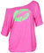 Smile Fish Women Casual Oversized Sexy Lips Print Off Shoulder T-Shirt Long Sleeve Pullover, Pink-green, XL