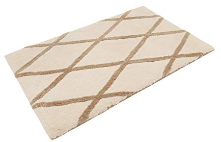 Homie Living Badteppich, Badematte, kuscheliger Flauschiger weicher Flor, rutschfest und waschbar, San Bosa (70 x 120 cm, Beige Sand)