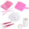 Leevia Eyelash Extension Kit-100 Glue Holder Rings 100Pcs Eyelash Micro Brushes 6 Rolls Eyelash Tape 50 Pcs Mascara Brushes 2 False Eyelashes Tweezers