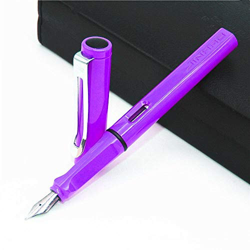 Fountain Pen POWERTOOL Fountain Pen Lightweight Series 0.5 Nib 11 Colours Black Ink for Kids Business Kids Business and Writing (Purple)
