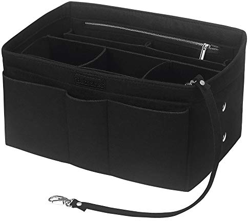 Betoores Taschenorganizer für Frauen Handtaschen, Filz Handtaschen Organizer mit Reißverschluss-Tasche und Schlüsselkette, Handtaschenordner Taschen Organisator,Schwarz - XL