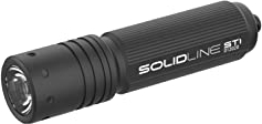 Solidline ST1, super helle LED Taschenlampe, vielseitiger Alltags-Begleiter, 100 Lumen Leuchtkraft, 35 Meter Leuchtweite, mit Drehschalter, inkl. Batteriesatz und Schlüsselring, 1 Stk.