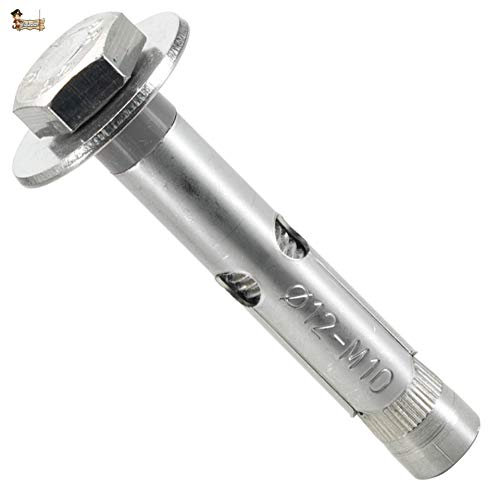 BricoLoco Tassello di ancoraggio metallico in acciaio inox A-2 AISI 304 con vite esagonale. Per parete, soffitto, pavimento, trx, tenda... (5, 12x80 (per punta 16 mm.))