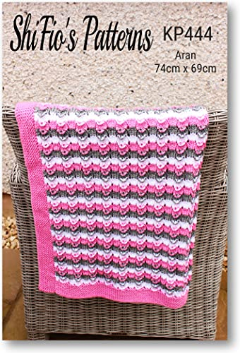 Strickmuster für Babydecke, Afghanisches Strickmuster, Aran-Garn, Strickmuster, 3 Farben, Decken-Strickmuster, fertige Maße sind 74 cm x 69 cm, KP444