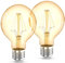 B.K.Licht - 2er Set LED Lampe E27 mit extra warmweißer Lichtfarbe, G80 Form, 4 Watt, 360 Lumen, LED Glühbirne, Leuchtmittel, Birne, Vintage, Retro, Edison, 12,6x8 cm, Bernsteinfarbig