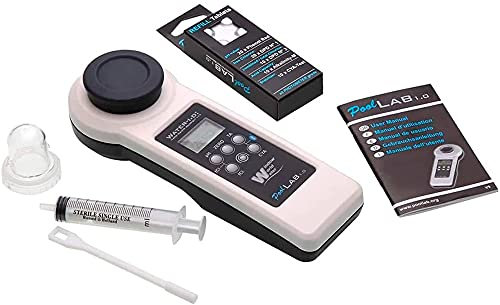 PoolLAB® 1.0 - Testeur Eau de Piscine et Spa 13 en 1 | Mesure : pH, chlore, brome, oxygène actif | Kit professionnel électronique | Bluetooth, application