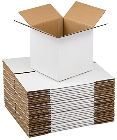 SUNLPH Weiße Versandkartons 15,2 x 15,2 cm, kleine Wellpappe, 25 Stück