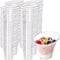 LATERN 50 Pièces Coupes à Dessert en Plastique, 180ml Coupes à Dessert Rondes Inclinées Coupe Apéritif Parfait Clair Bol de Service Réutilisable pour Fête de Mousse Pouding Dessert (7,3 x 6cm)