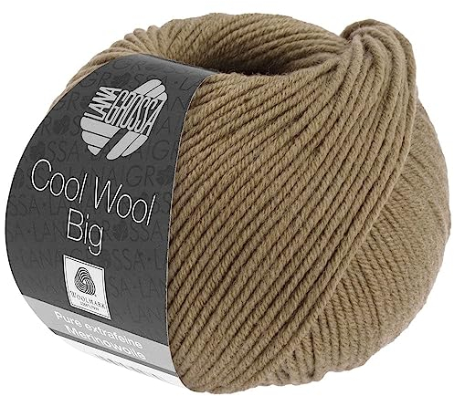 LANA GROSSA Cool Wool Big | Extrafeine Merinowolle waschmaschinenfest und filzfrei | Handstrickgarn aus 100% Schurwolle (Merino) | 50g Wolle zum Stricken & Häkeln | 120m Garn FB 1011